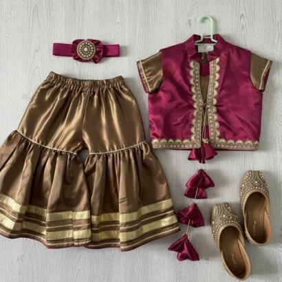 The Ruby Gold Gharara Set with Coti