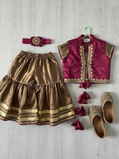 The Ruby Gold Gharara Set with Coti
