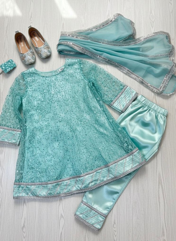 The Aqua Sparkle Shalwar Kameez