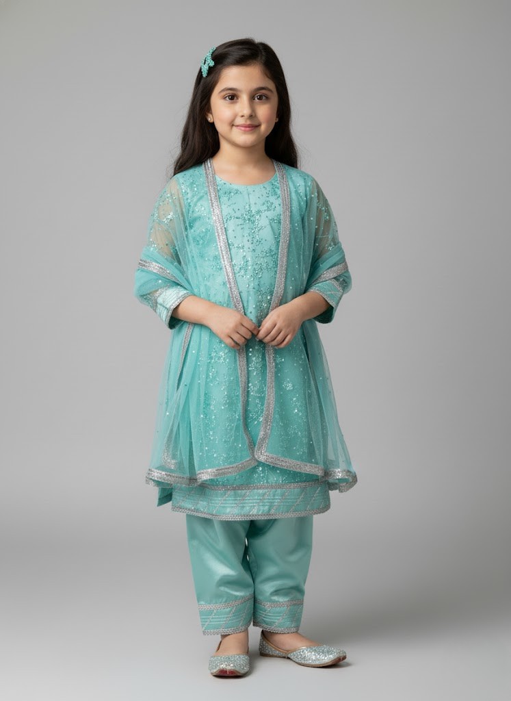 The Aqua Sparkle Shalwar Kameez - Image 2