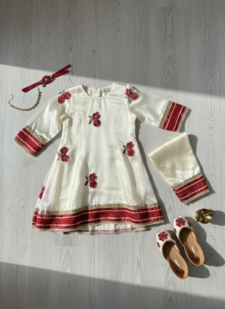 The Red Floral Shalwar Set