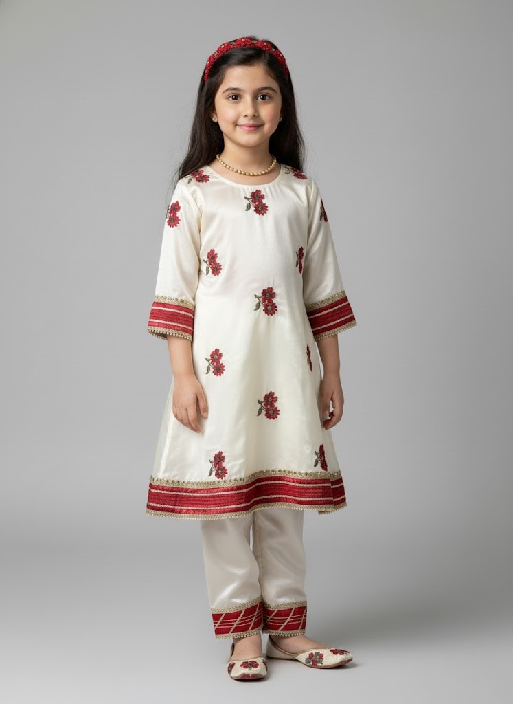 The Red Floral Shalwar Set - Image 2