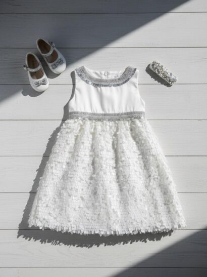 The White Petal Sequins Dress