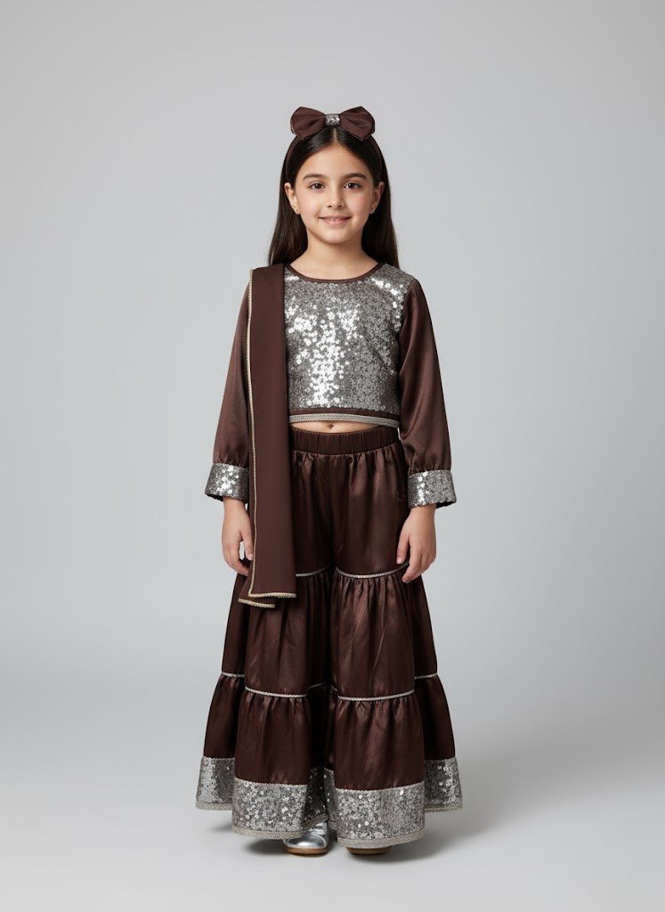 The Chocolate Sequins Lehenga Set - Image 2