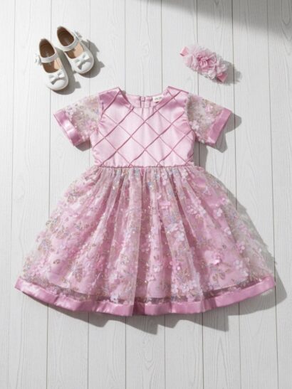 The Pearl Pink Flower Dress