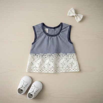 The Marina Striped Lace Top