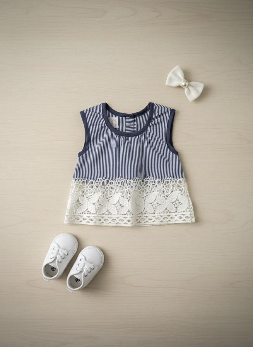 The Marina Striped Lace Top