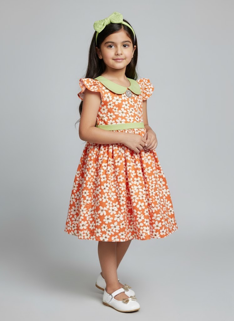 The Sweet Clementine Floral Peter Pan Dress - Image 2