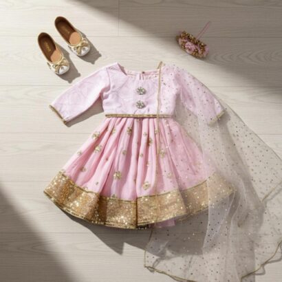 The Pink and Gold Festive Lehenga Choli Set