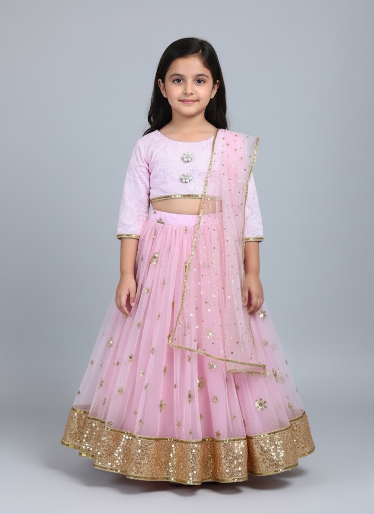 The Pink and Gold Festive Lehenga Choli Set - Image 2